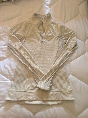 Lululemon Quarter-Zip Lightweight Performance Top in Cream Stripe